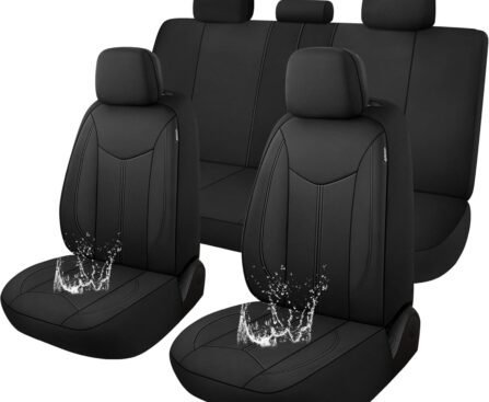 CAROMOP Waterproof Car Seat Cover Full Seats, Neoprene Seat Covers for Cars,Split Bench Compatible Car Interior Covers, Universal Fit Most Car Sedan Truck SUV(Black)