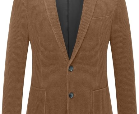 GATMSTZ Mens Casual Corduroy Blazer Vintage Notch Lapel Regular Fit Suit Jacket Big and Tall