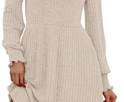 SAMPEEL Dresses for Women 2025 Long Sleeve Fall Fashion Casual Sweater Dress Trendy Outifts