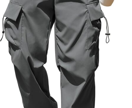 COOFANDY Men’s Baggy Cargo Pants Trendy Casual Parachute Pant Loose Fit Harem Joggers with Pockets