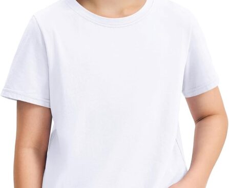 BOOPH Boys Shirts Short Sleeve T-Shirts Kids Basic Crew Neck Tops Casual Cotton Tees Clothes