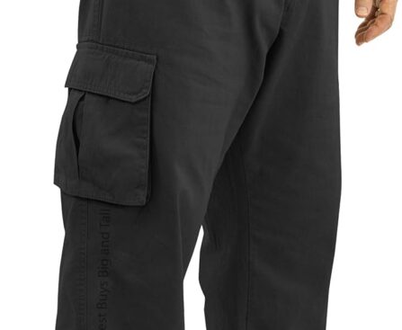 ROCXL Big & Tall Men’s Cotton Cargo Pants with Expandable Waist
