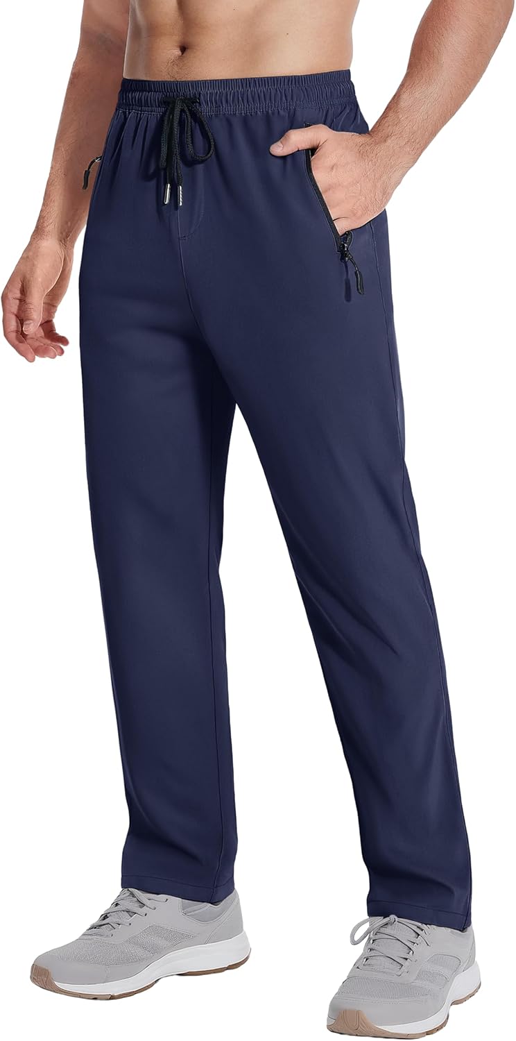 MAGNIVIT Men’s Athletic Workout Pants with Zipper Pocket Quick Dry Stretch Elastic Waist Jogger Track Pant for Running