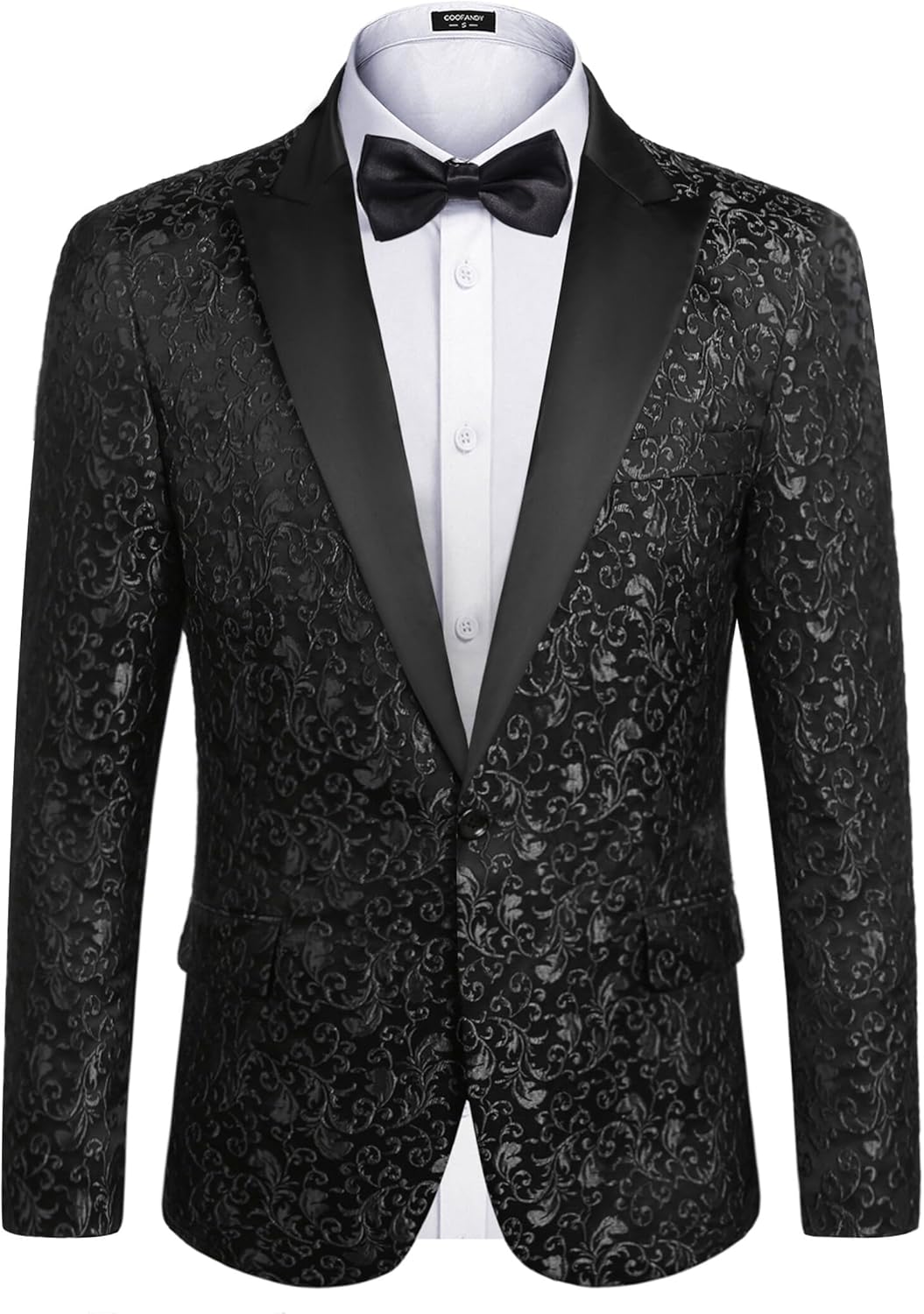 COOFANDY Mens Floral Tuxedo One Button Luxury Shiny Blazer Dinner Party Prom Wedding Suit Jacket