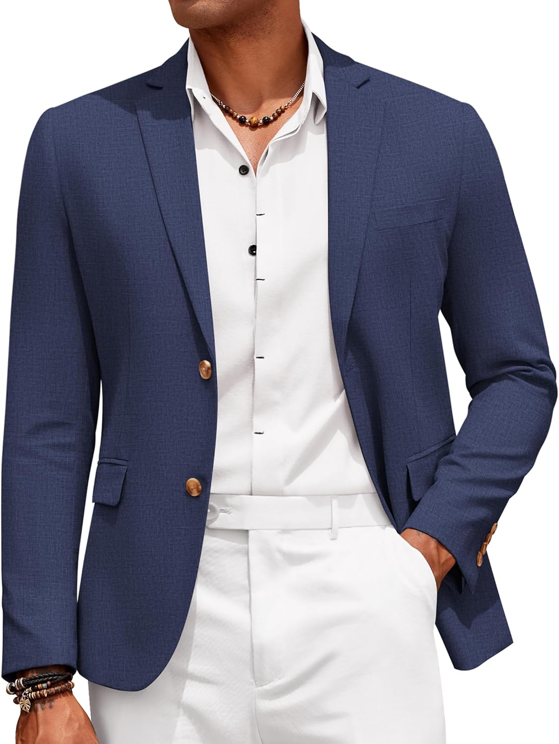 COOFANDY Mens Casual Cotton Linen Blazer Lightweight Linen Sport Coat Two Button Suit Jacket
