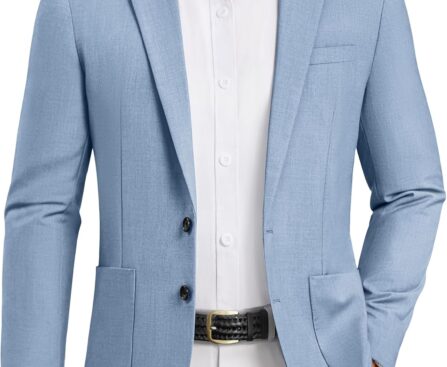 Vssjavun Mens Sport Coats and Blazers Casual Two Button Slim Fit Dinner Party Blazer Jacket