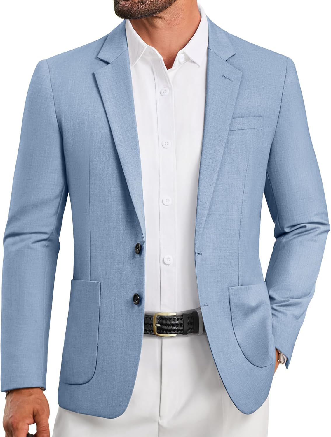 Vssjavun Mens Sport Coats and Blazers Casual Two Button Slim Fit Dinner Party Blazer Jacket