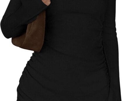 PRETTYGARDEN Long Sleeve Dress for Women Early Fall Fashion 2025 Cocktail Party Bodycon Off The Shoulder Mini Ruched Dresses
