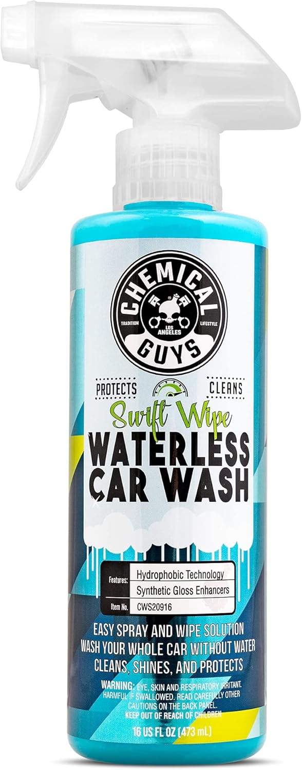 Chemical Guys Swift Wipe Sprayable Waterless Car Wash Spray – Spray and Wipe to Safely Clean and Shine Cars, Trucks, Motorcycles, RV & More, High Lubrication Formula, 16 oz