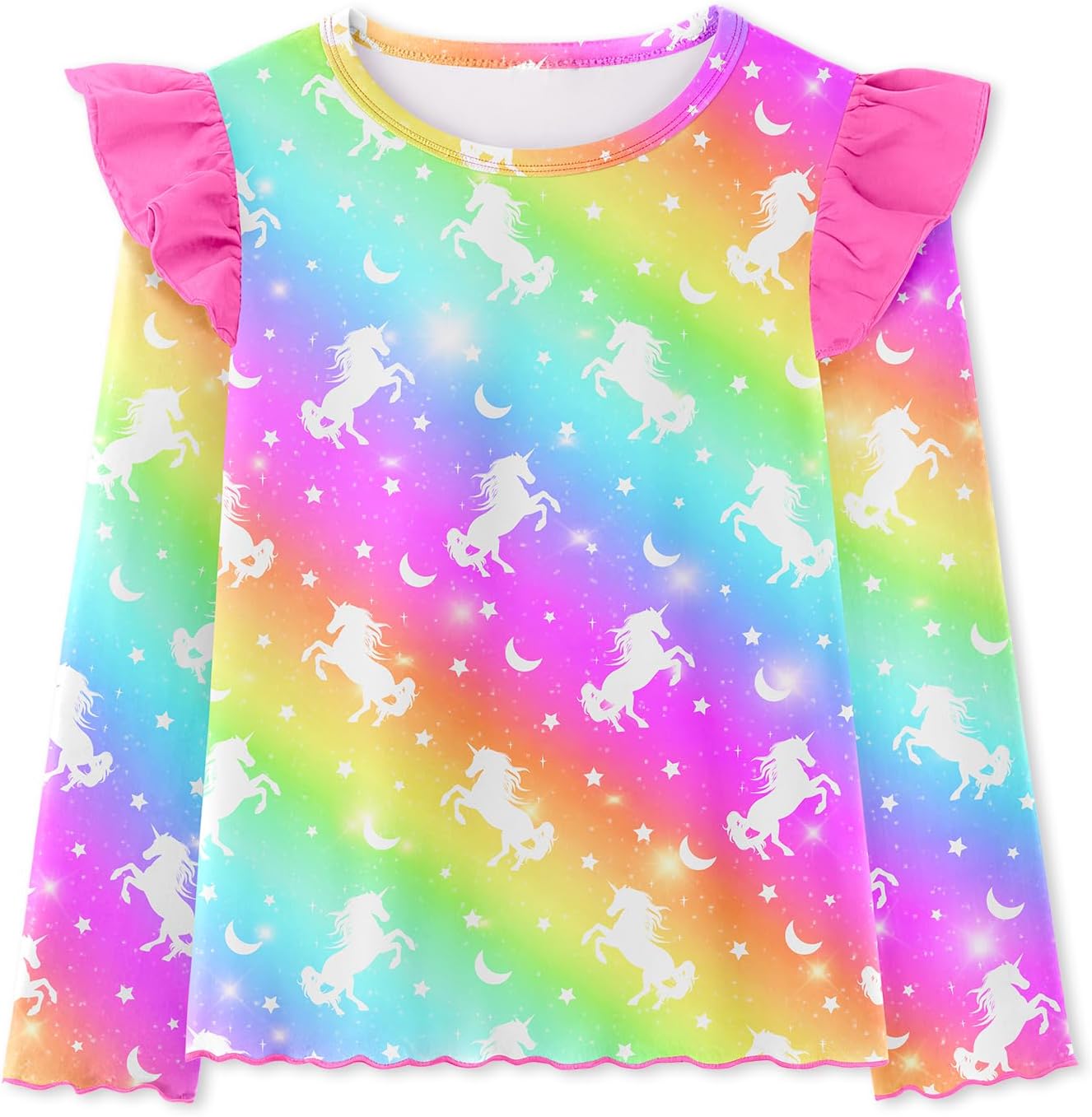 Toddler Girls Long Sleeve Shirts Ruffle Cute T-Shirts Kids Casual Crewneck Graphic Soft Tee Tops 3-8 Years