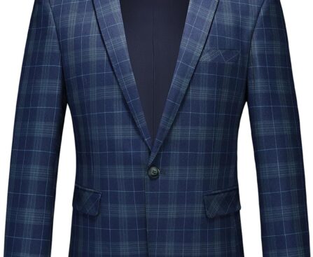 Men’s Plaid Blazer Sport Coats Jackets Slim Fit Lightweight Casual Checkered Blazer for Men