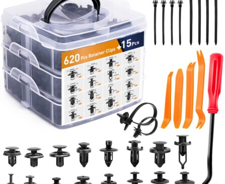 GOOACC 635Pcs Car Push Retainer Clips & Auto Fasteners Assortment -16 Most Popular Sizes Nylon Bumper Fender Rivets with 10 Cable Ties and Fasteners Remover for Toyota GM Ford Honda Acura Chrysler