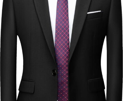 MOGU Blazer for Men, Casual Fit Jacket with One Button