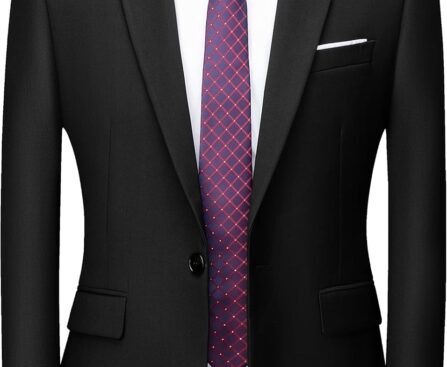 MOGU Blazer for Men, Casual Fit Jacket with One Button