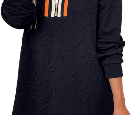 BLENCOT Fall Dresses for Women 2025 Casual Half Zip V Neck Winter Mini Sweater Dress Long Sleeve Fashion Sweatshirt Outfits