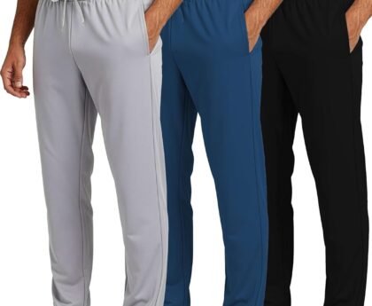 Real Essentials 3 Pack: Men’s Sweatpants – Athletic Track Pants with Pockets | Workout, Running & Lounge (Big and Tall)