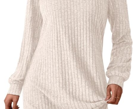 AUTOMET Womens Long Sleeve Dresses Casual Fall Sweater Dress Work Winter Fashion 2025 Crew Neck Lace Mini Dressy Sexy Clothes