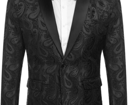 COOFANDY Mens Floral Tuxedo Jacket Paisley Shawl Lapel Suit Blazer Jacket for Dinner,Prom,Wedding
