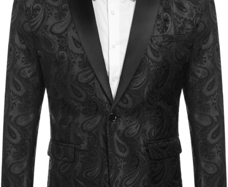 COOFANDY Mens Floral Tuxedo Jacket Paisley Shawl Lapel Suit Blazer Jacket for Dinner,Prom,Wedding