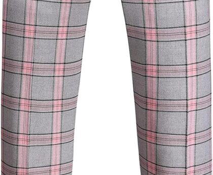 MOGU Men’s Slim Fit Plaid Suit Set – Sport Coat Blazer, Vest & Pants (Each Sold Separately) for Wedding, Prom & Party