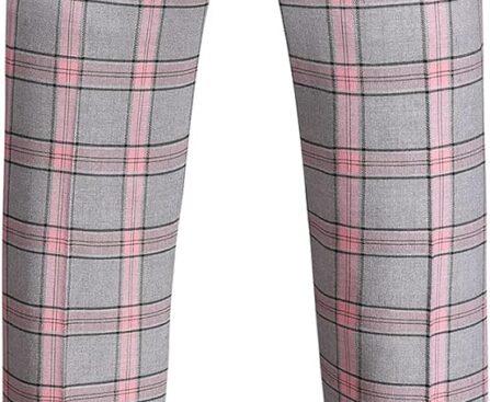 MOGU Men’s Slim Fit Plaid Suit Set – Sport Coat Blazer, Vest & Pants (Each Sold Separately) for Wedding, Prom & Party