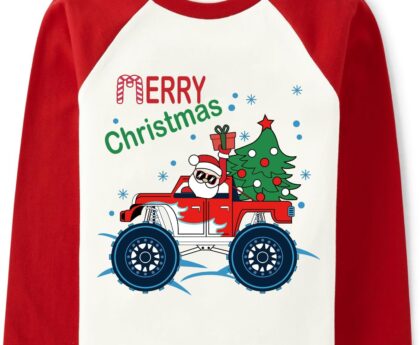 Kids Christmas Shirt Boys Girls Ugly Xmas T-Shirts Raglan Sleeve Dabbing Santa Claus Tops Toddler Holiday Tees 2-10 Years