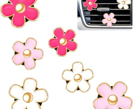 Frienda 6 Pcs Daisy Flower Air Vent Clip Accessories Air Conditioning Outlet Clip Car Air Freshener Dashboard Accessories Charm Car Inter Decor(3 cm, 3.3 cm,Red, Pink, White)