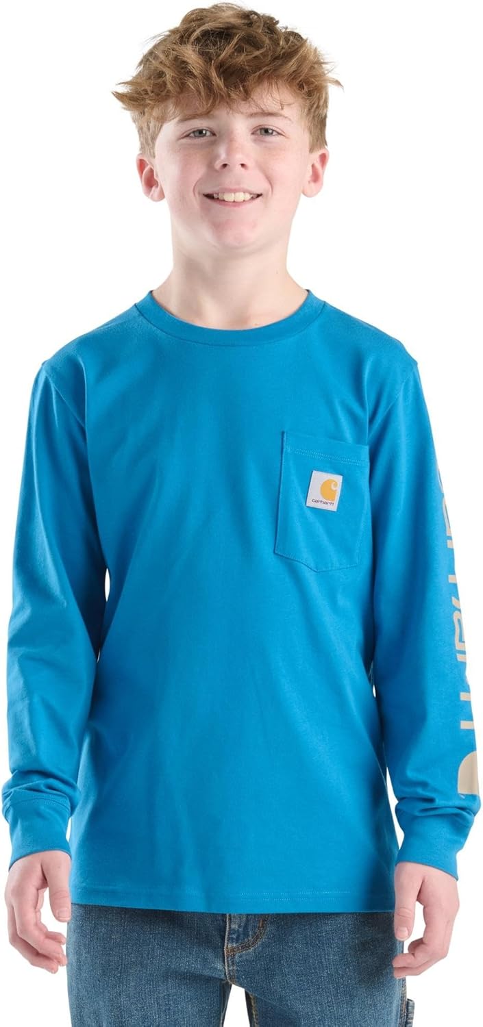 Carhartt Boys’ Long-Sleeve Logo Sleeve Pocket T-Shirt