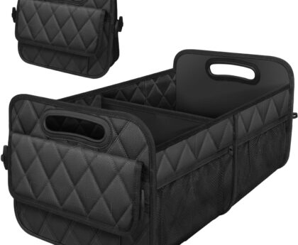 Deosk Car Trunk Organizer for SUV, Car Organizers and Storage with 6 Pocket, Car Accessories for Women/Men 50LWaterproof Polyester Trunk Organizer, Black