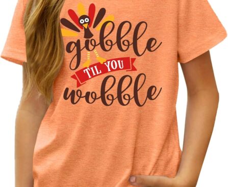 Kids Thanksgiving Shirts for Boy Girl Fall T-Shirt Pumpkin Graphic Thankful Grateful Youth Tee Tops 8-14 Years