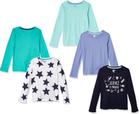 Amazon Essentials Girls and Toddlers’ Long-Sleeve T-Shirts (Previously Spotted Zebra), Multipacks