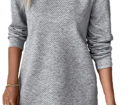 OCSTRADE Womens Sweatshirt Dresses Crewneck Long Sleeve Textured Shift Dresses Trendy Girls 2025 Fall Pullover Tops