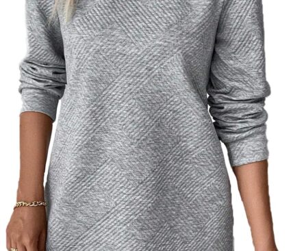 OCSTRADE Womens Sweatshirt Dresses Crewneck Long Sleeve Textured Shift Dresses Trendy Girls 2025 Fall Pullover Tops