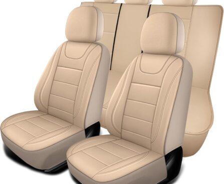 Car Seat Covers, Quilting Leather Seat Covers Full Set, Waterproof Faux Leather Automotive Seat Covers for Cars,Universal Car Seat Protectors Fit for Cars,Suvs,Trucks,Airbag Compatible (N4)