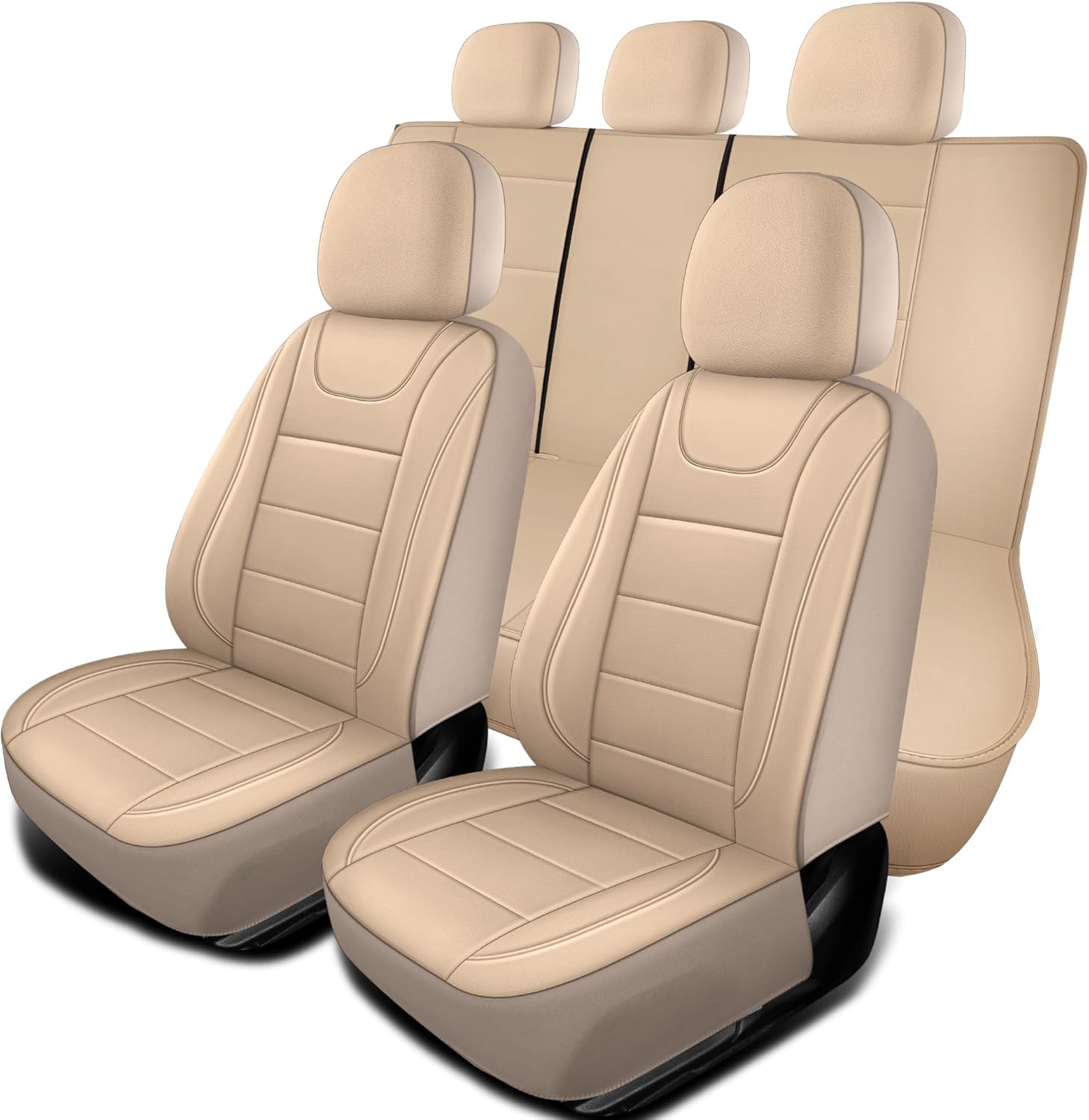 Car Seat Covers, Quilting Leather Seat Covers Full Set, Waterproof Faux Leather Automotive Seat Covers for Cars,Universal Car Seat Protectors Fit for Cars,Suvs,Trucks,Airbag Compatible (N4)