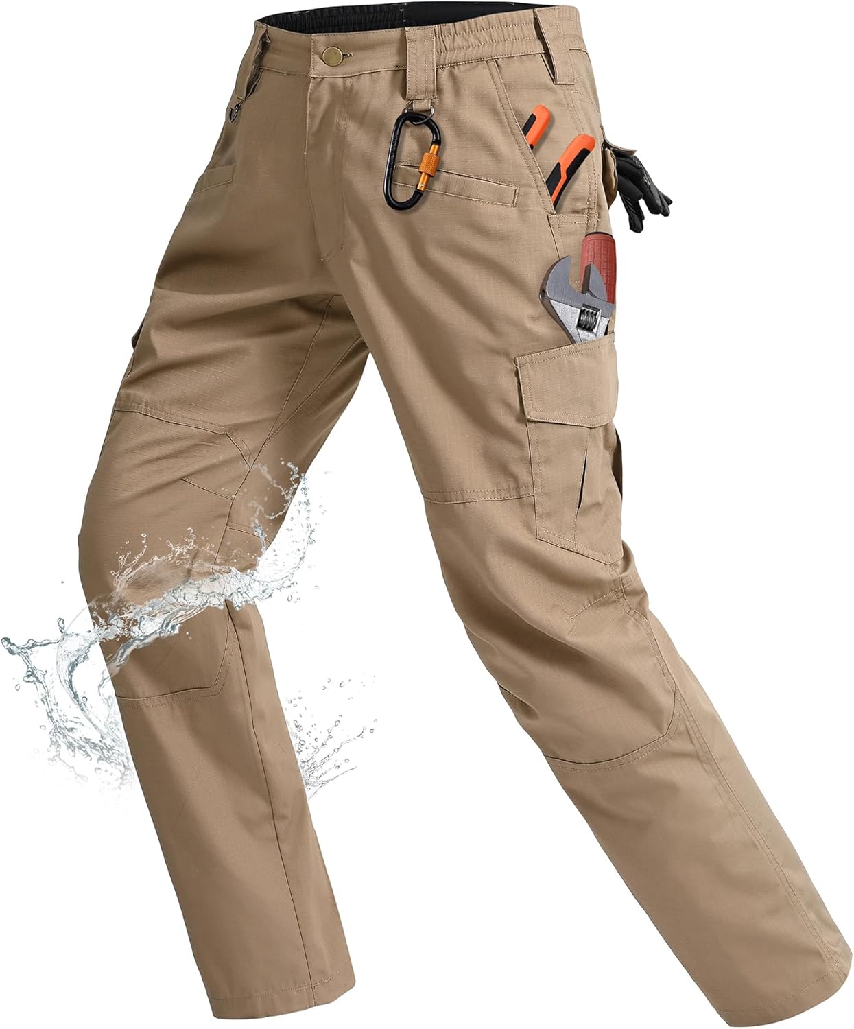 Rapoo Ripstop Water Resistant Cargo Tactical Pants for Men EDC Hiking Work Military Army Pants with 9 Pockets