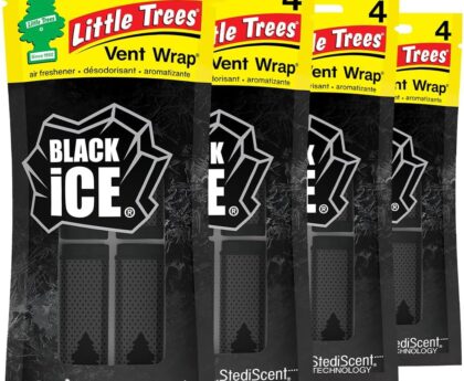 LITTLE TREES Car Air Freshener | Vent Wrap Provides Long Lasting Scent, Invisibly Fresh | Black Ice, 16 Air Fresheners