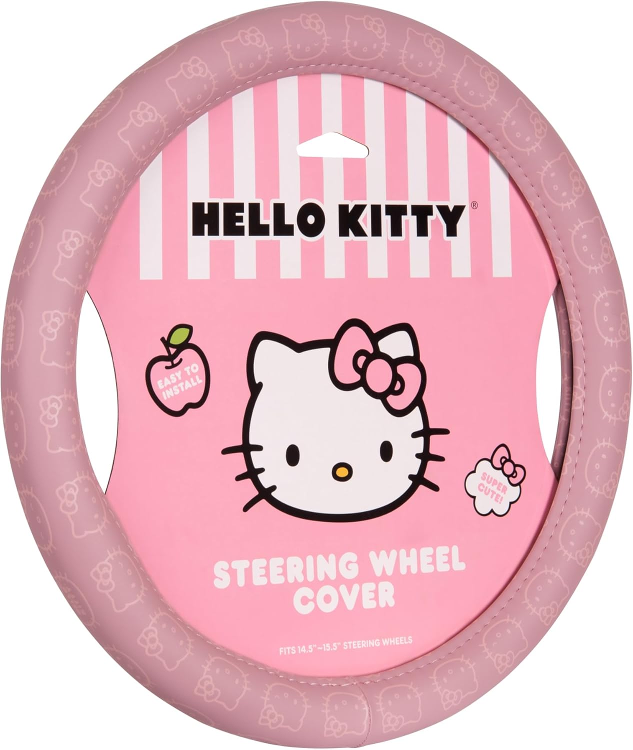 Sanrio Hello Kitty Pink Car Steering Wheel Cover, Universal Fit Cute Car Accessories for Women Stylish Decor Gifts Hello Kitty Accessories – Fits Standard Wheels 14.5″-15″
