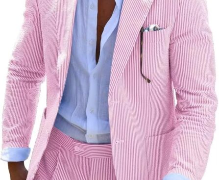 Mens Blue Seersucker Summer Suits Grooms Sear Sucker Suit for Wedding Mens Formal Suits Slim Fit