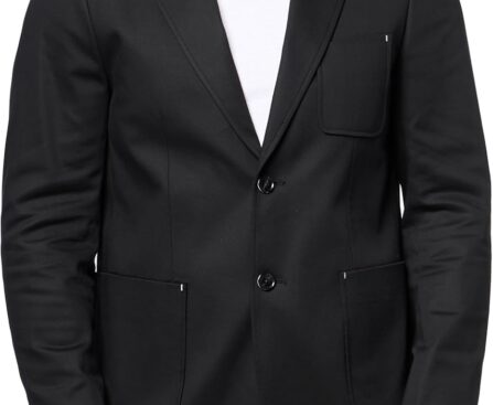 KARL LAGERFELD Men’s Button Front Notch Collar Pocket Blazer