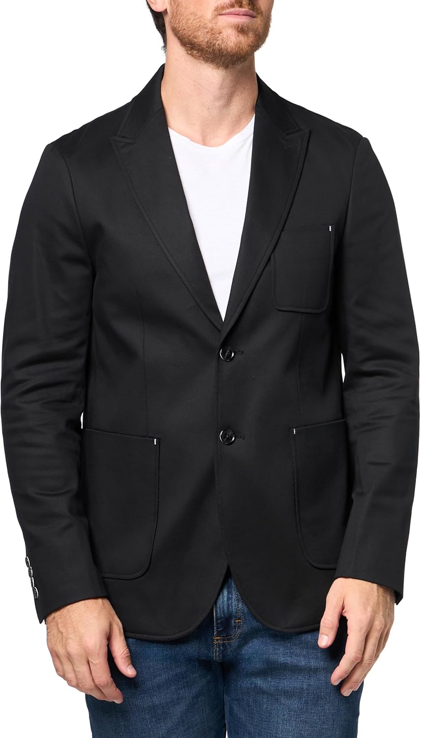 KARL LAGERFELD Men’s Button Front Notch Collar Pocket Blazer