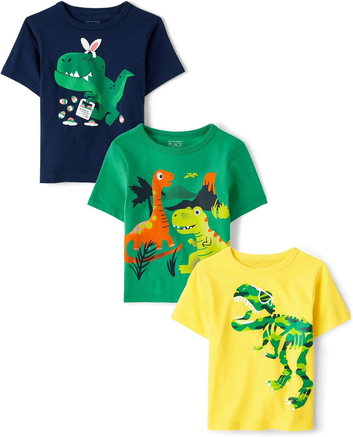 The Children’s Place Baby-Boys and Toddler Dino,Animals,Sharks Short Sleeve Graphic T-Shirts,3 Pack