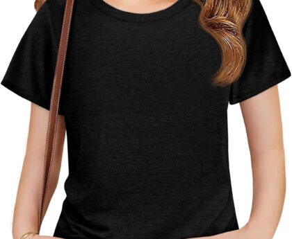 Imily Bela Girls Summer T Shirts Kids Casual Crewneck Short Sleeve Loose Basic Tee Tops 5-14 Years