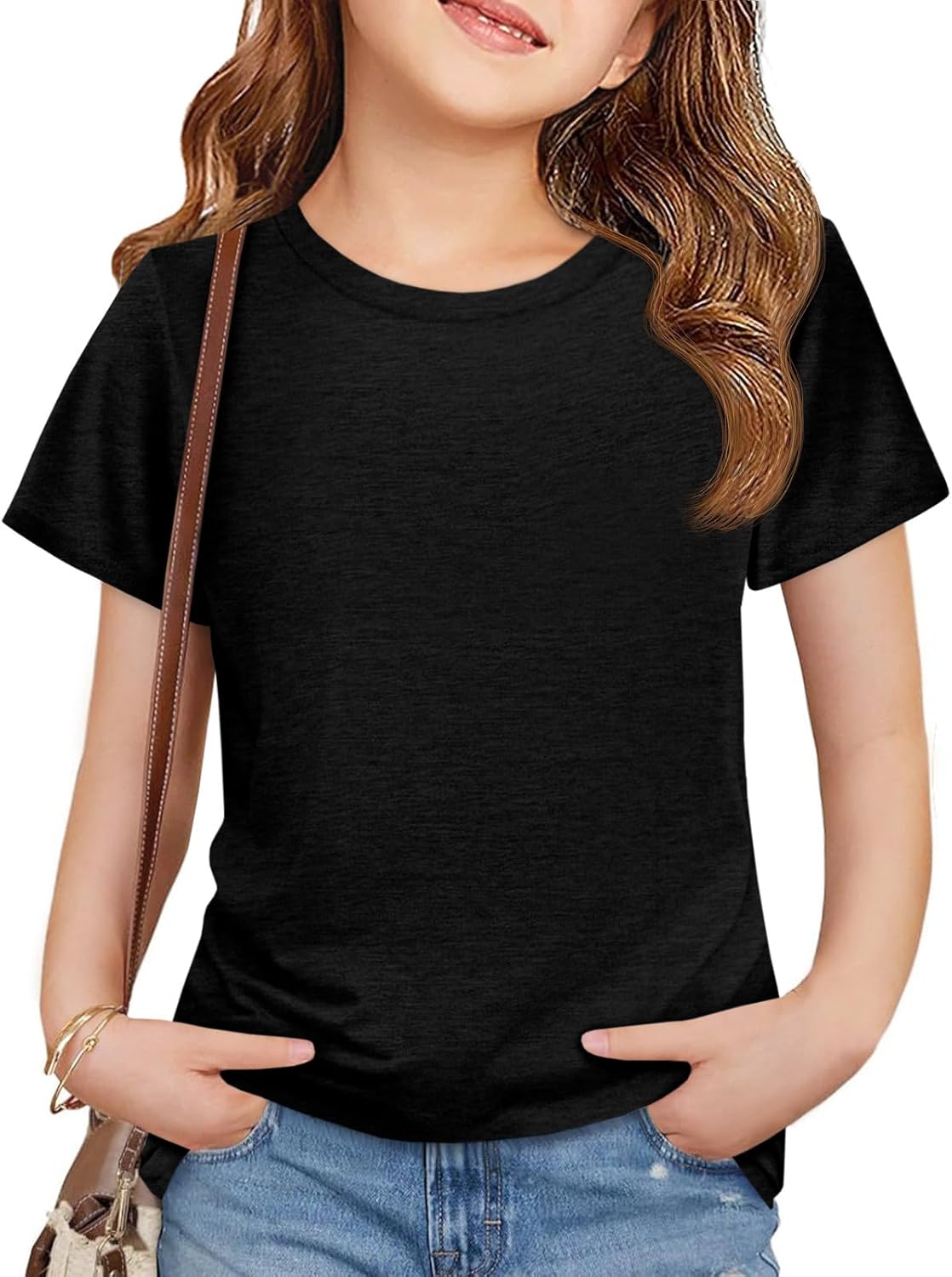 Imily Bela Girls Summer T Shirts Kids Casual Crewneck Short Sleeve Loose Basic Tee Tops 5-14 Years