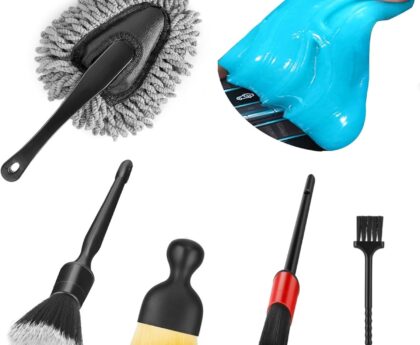 Car Interior Duster Detail Brush Cleaning Gel Kit, Soft Dash Vent Dusting Slime Putty Detailing Brushes Accessories Essentials Supplies Tools for Auto,Truck,SUV,RV