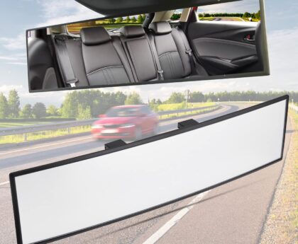 JOYTUTUS Rear View Mirror, Universal 11.81 Inch Panoramic Convex Interior Clip-on Wide Angle Mirror to Reduce Blind Spot Effectively for Car SUV Trucks -Clear