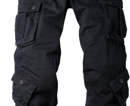 Men’s Camo Cargo Work Pants Cotton Tactical Ripstop Casual Combat Pants with 8 Pockets