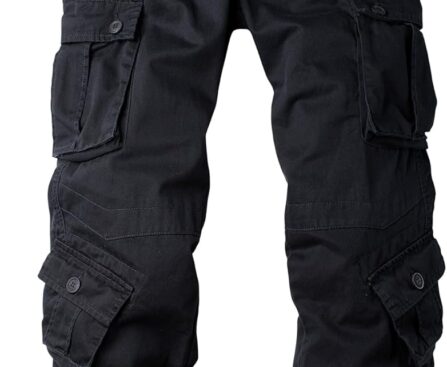 Men’s Camo Cargo Work Pants Cotton Tactical Ripstop Casual Combat Pants with 8 Pockets