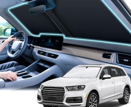 SINGARO 300T Universal Car Windshield Sun Shade, Foldable Reflective for Windshield & Window Shades with Overlapping Design, Car Interior Accessories (55″ L x 26.7″ W)