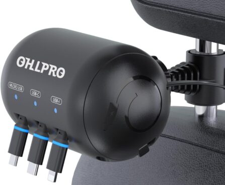 OHLPRO Multi Car Retractable Backseat 3 in 1 Car Charging Station Box Compatible with All Phones | iPhone | Samsung | Uber Taxi Lyft Turo Ride Share Customer Charging Dock Attach to Headrest